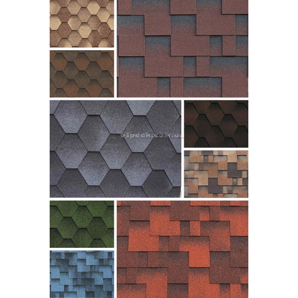 Бітумна черепиця Акваізол 2-й гатунок Мозаїка/Акцент