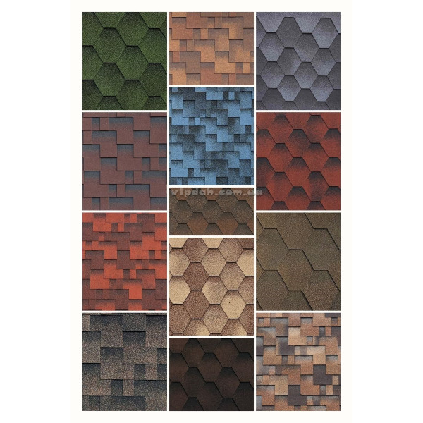 Бітумна черепиця Акваізол 2-й гатунок Мозаїка/Акцент