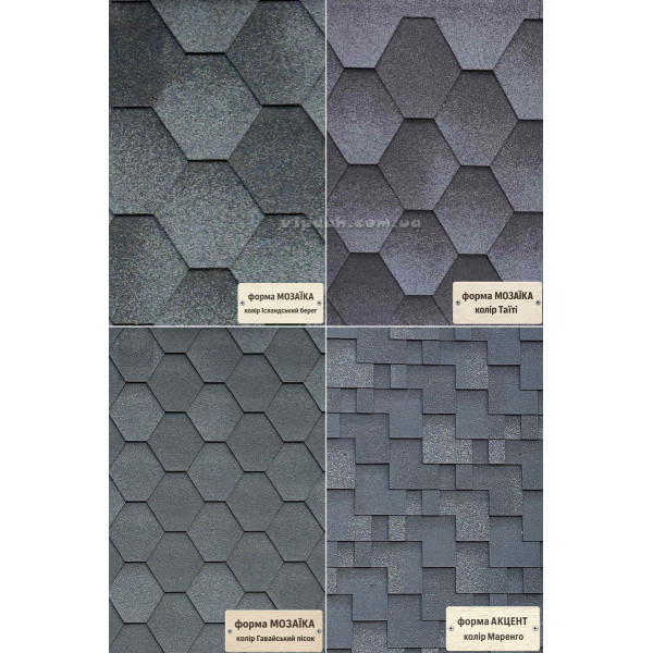 Бітумна черепиця Акваізол РОЗПРОДАЖ Мозаїка/Акцент
