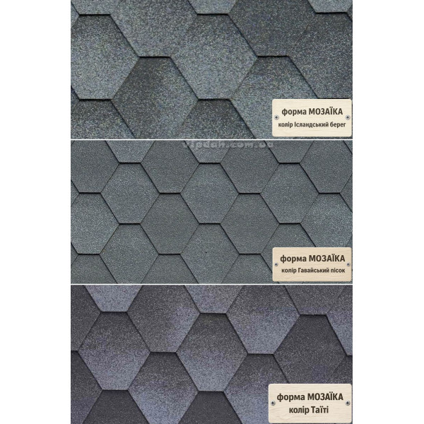 Бітумна черепиця Акваізол РОЗПРОДАЖ Мозаїка/Акцент