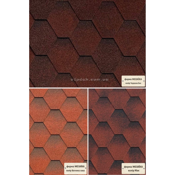 Бітумна черепиця Акваізол РОЗПРОДАЖ Мозаїка/Акцент