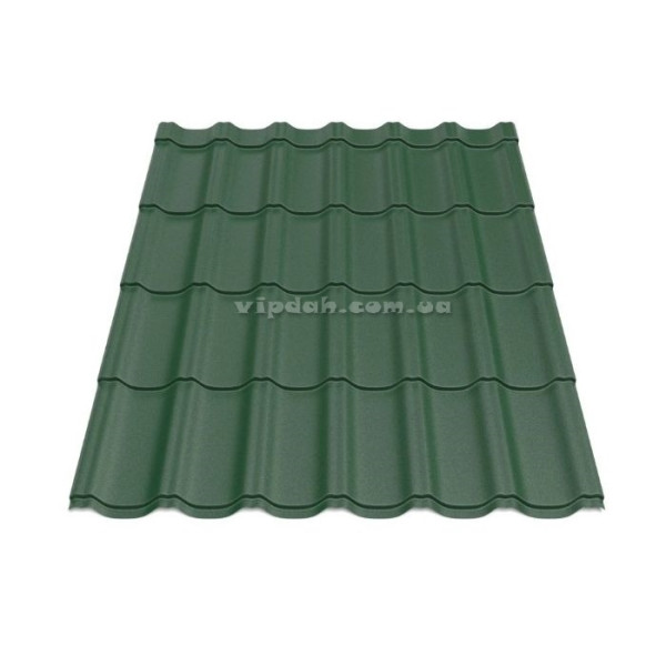 Металочерепиця Ера В'єтнам 0,45мм темно-зелений 6005 мат розмір під замовлення