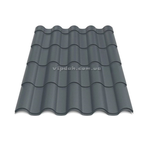 Металочерепиця Інтегра Україна 0,45мм антрацит 7016 мат розмір під замовлення