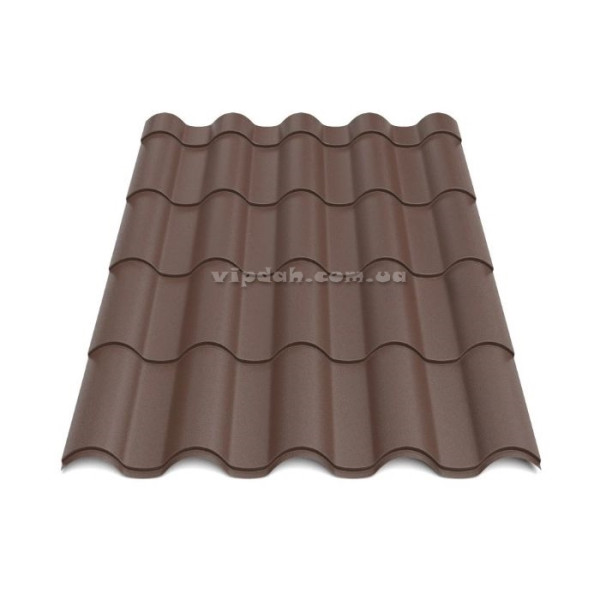 Металочерепиця Інтегра Україна 0,45мм антрацит 7016 мат розмір під замовлення