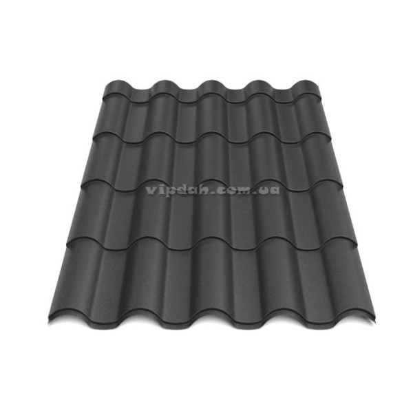 Металочерепиця Інтегра Україна 0,45мм антрацит 7016 мат розмір під замовлення