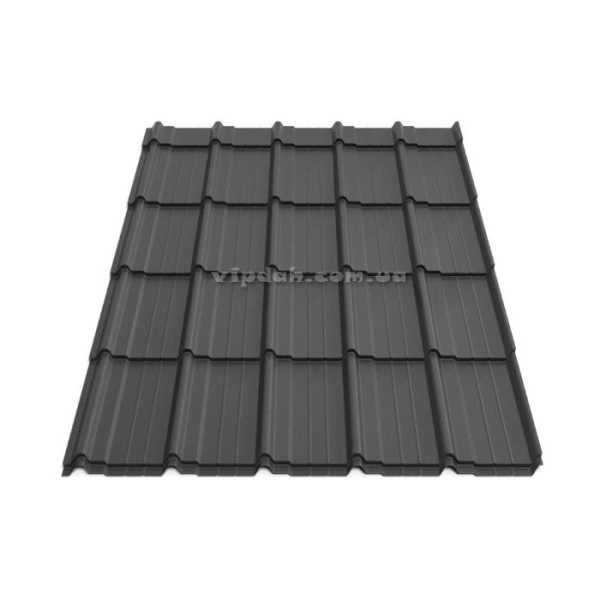 Металочерепиця Мадера В'єтнам 0,45мм чорний 9005 мат розмір під замовлення