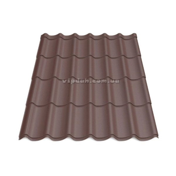 Металочерепиця Монтеррей В'єтнам 0,40мм коричневий 8017 мат розмір під замовлення