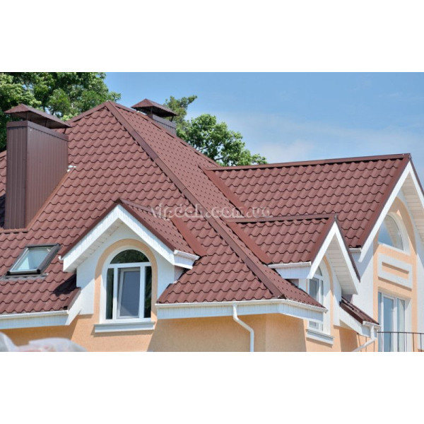 Металочерепиця Ретро Преміум Thyssenkrupp Німеччина 0,50мм коричневий 8017 мат розмір під замовлення