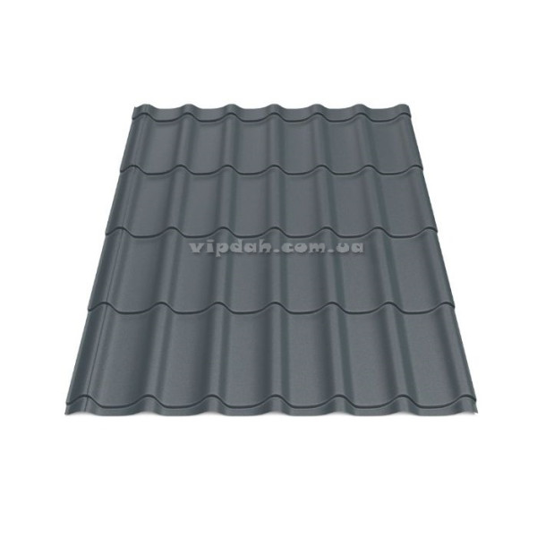 Металочерепиця Класика П. Корея 0,45 мм антрацит 7016 мат розмір під замовлення