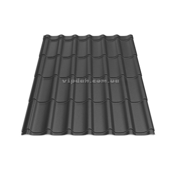 Металочерепиця Класика П. Корея 0,45 мм антрацит 7016 мат розмір під замовлення