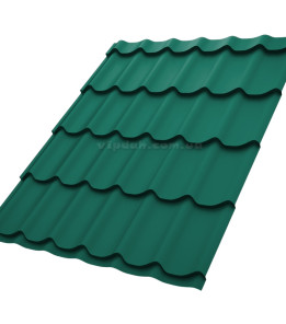 Металочерепиця Класик Україна 0,45мм темно-зелений 6005 глянець розмір під замовлення