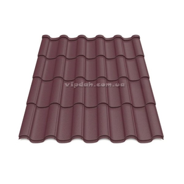 Металочерепиця Елегант Словаччина 0,45 мм темно-коричневий 8019 мат розмір під замовлення