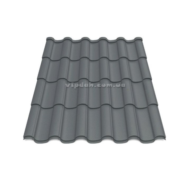 Металочерепиця Елегант Словаччина 0,45 мм темно-коричневий 8019 мат розмір під замовлення