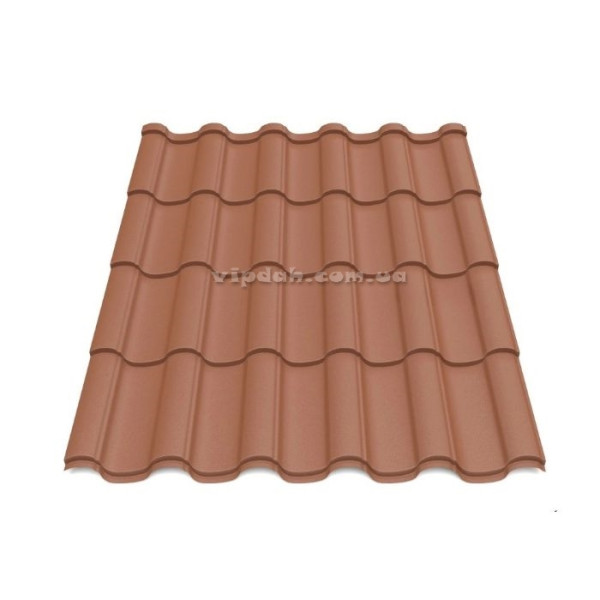 Металочерепиця Елегант Словаччина 0,45 мм темно-коричневий 8019 мат розмір під замовлення