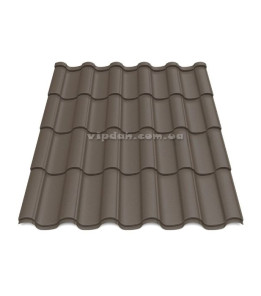 Металочерепиця Елегант Словаччина 0,45 мм темно-коричневий 8019 мат розмір під замовлення