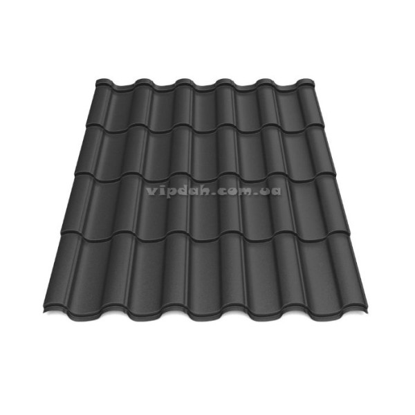 Металочерепиця Елегант Словаччина 0,45 мм темно-коричневий 8019 мат розмір під замовлення