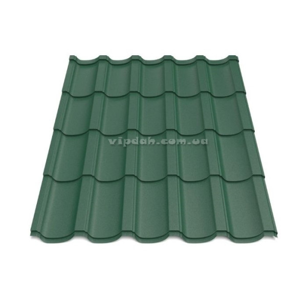 Металочерепиця Модерн П. Корея 0,45 мм темно-зелений 6005 мат розмір під замовлення