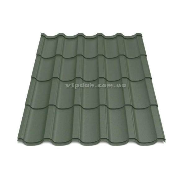 Металочерепиця Модерн П. Корея 0,45 мм темно-зелений 6005 мат розмір під замовлення