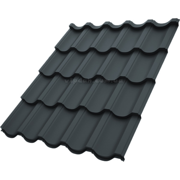 Металочерепиця Модерн Словаччина 0,50 мм антрацит 7016 High Build розмір під замовлення
