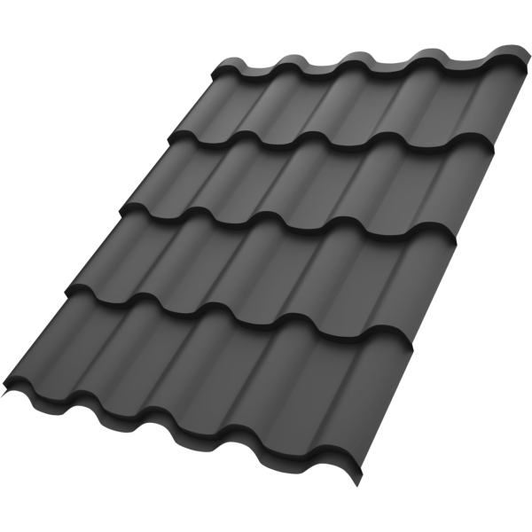 Металочерепиця Інтегра Україна 0,45мм антрацит 7016 мат розмір під замовлення