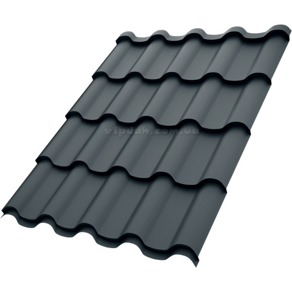 Металочерепиця Преміум Словаччина 0,50мм т. коричневий 8019 High Build розмір під замовлення