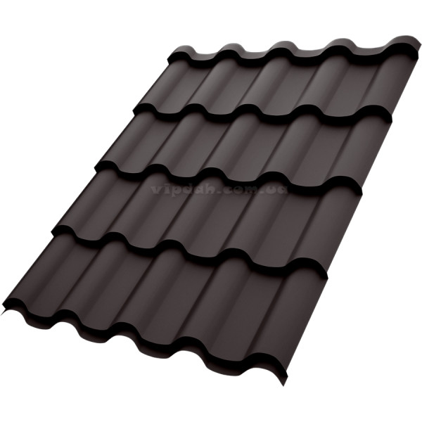 Металочерепиця Преміум Словаччина 0,50мм т. коричневий 8019 High Build розмір під замовлення