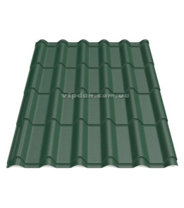 Металочерепиця Ретро Словаччина 0,50 мм темно-зелений 6005 мат розмір під замовлення