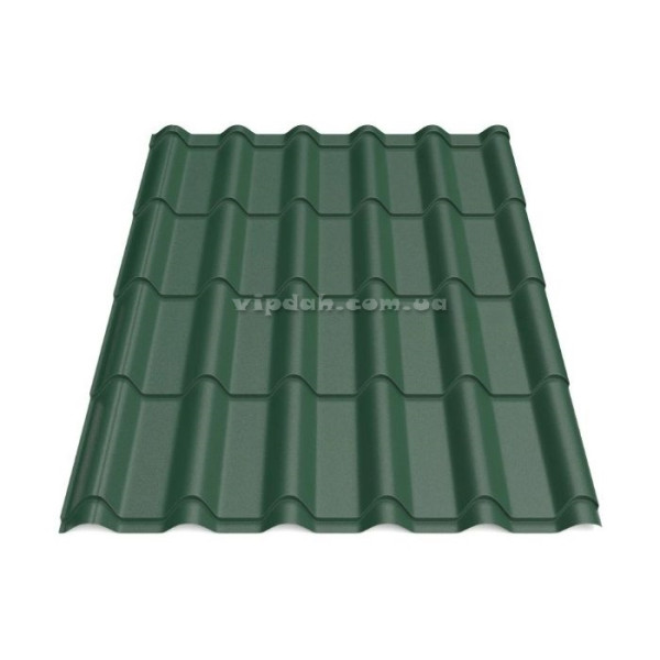 Металочерепиця Ретро Словаччина 0,50 мм темно-зелений 6005 мат розмір під замовлення