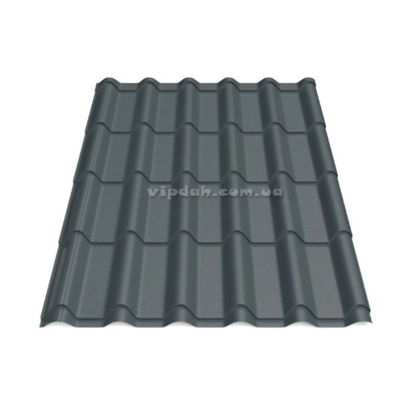 Металочерепиця Ретро Словаччина 0,50 мм темно-зелений 6005 мат розмір під замовлення