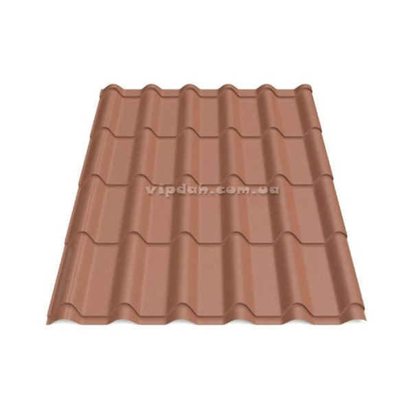 Металочерепиця Ретро Словаччина 0,50 мм темно-зелений 6005 мат розмір під замовлення