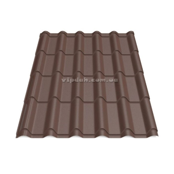 Металочерепиця Ретро Словаччина 0,50 мм темно-зелений 6005 мат розмір під замовлення