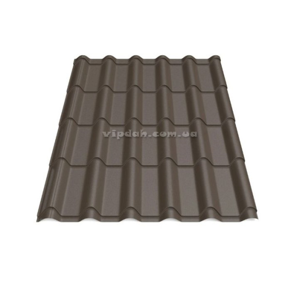 Металочерепиця Ретро Словаччина 0,50 мм темно-зелений 6005 мат розмір під замовлення