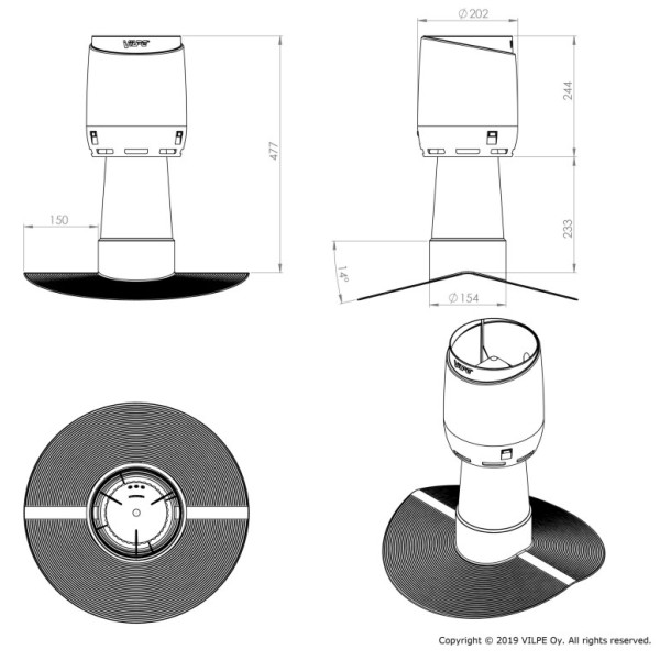 Дефлектор ALIPAI Flow  коньковий - Ø110 320мм