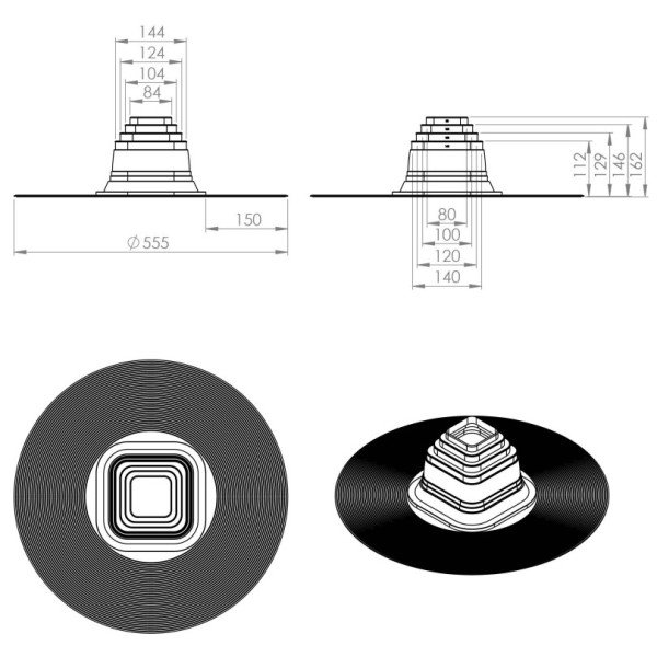 RHS ущільнювач з квадратним перетином від 40 до 140 мм