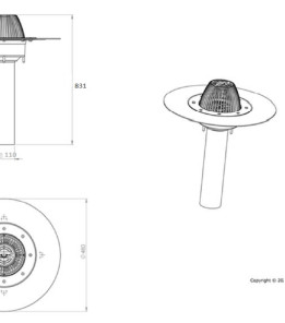 Водостічна воронка, фланець бітум АМ - Ø110 630мм