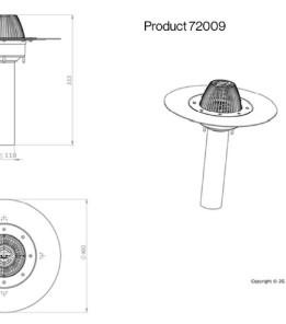 Водостічна воронка, фланець бітум АМ - Ø110 350мм