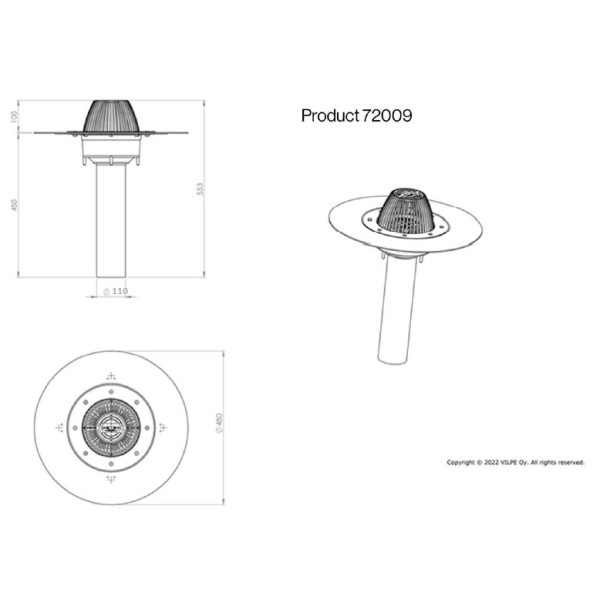 Водостічна воронка, фланець бітум АМ - Ø110 350мм