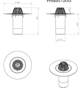 Водостічна воронка, фланець бітум АМ - Ø160 350мм