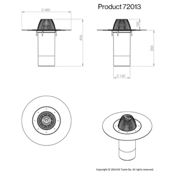Водостічна воронка, фланець бітум АМ - Ø160 350мм
