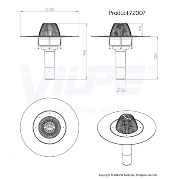 Водостічна воронка, фланець бітум АМ - Ø75 350мм