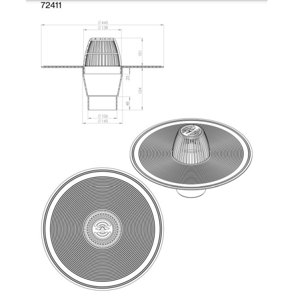 Водостічна воронка СМ - Ø110 143мм
