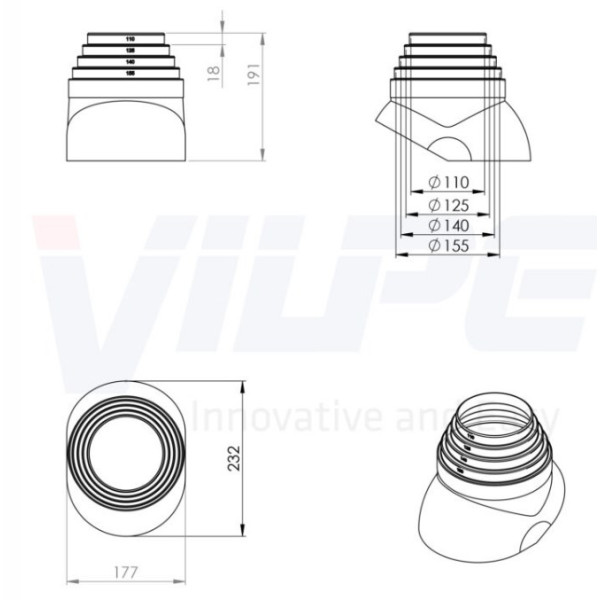 Воріт труби для антен та труб Ø 110 - 155 мм