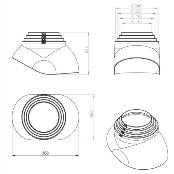 Гумовий воріт XL для труб Ø 175 - 250 мм