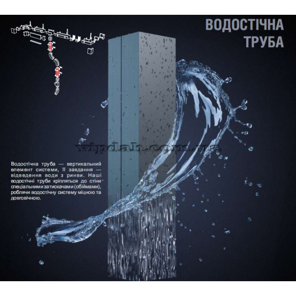 Труба Niagara квадратна довжина 3м Ø80 колір Графітовий