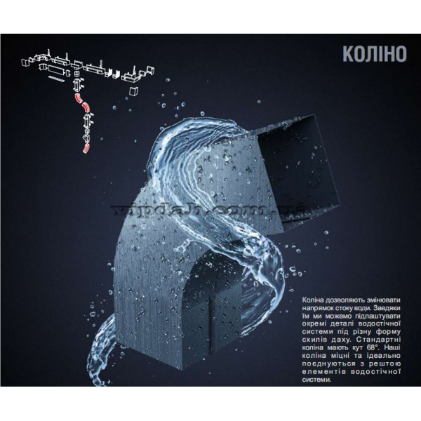 Колено Niagara квадратная Ø80 цвет Графитовый