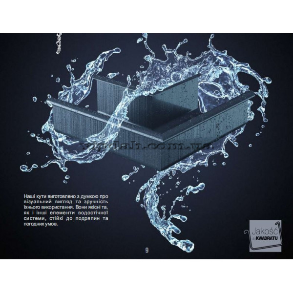 Кут ринви зовнішній 90° Niagara квадратная Ø125 колір Графітовий