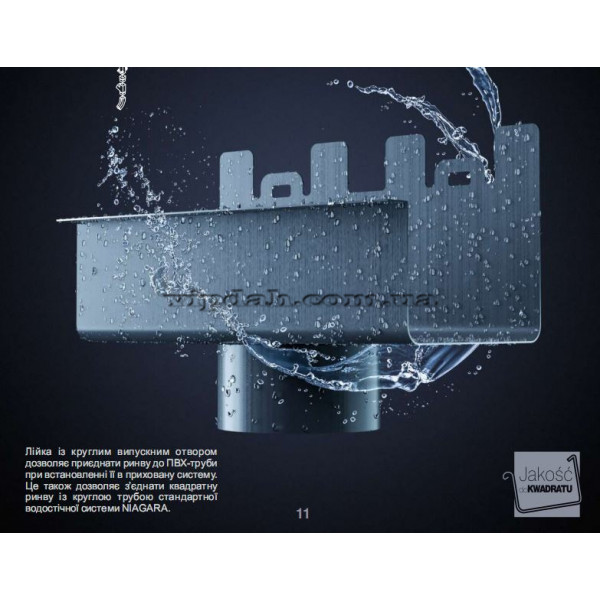 Лійка з круглим зливом Niagara квадратна Ø125 колір Графітовий