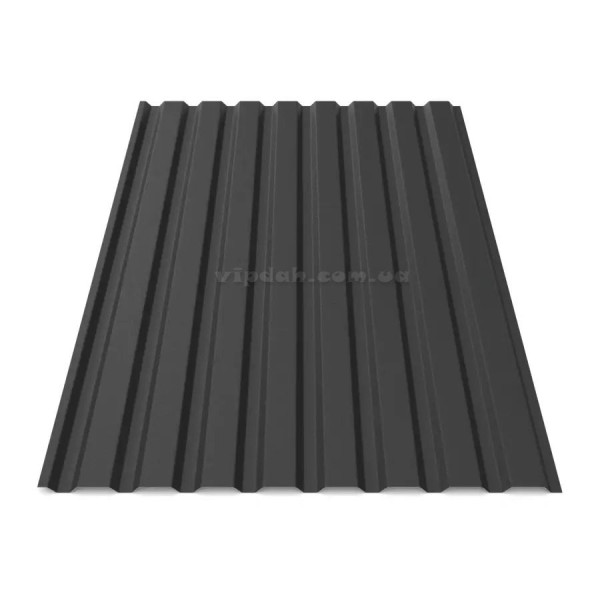 Профнастил ПС-20 Україна 0,45мм темно-коричневий 8019 мат розмір під замовлення