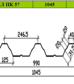Профнастил ПК-57 оцинк Україна 0,40 мм розмір під замовлення
