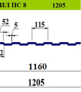 Профнастил ПС-8 оцинк Україна 0,40 мм розмір під замовлення